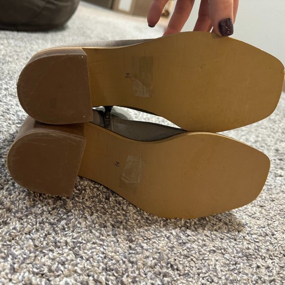 Turbulent Taupe Suede Leather Square Toe Mid-Calf Boots - Picture 9 of 9